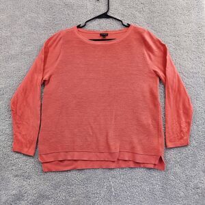 Talbots Knit Crew Neck Sweater Soft Coral Pink Women's Size XL Ribbed